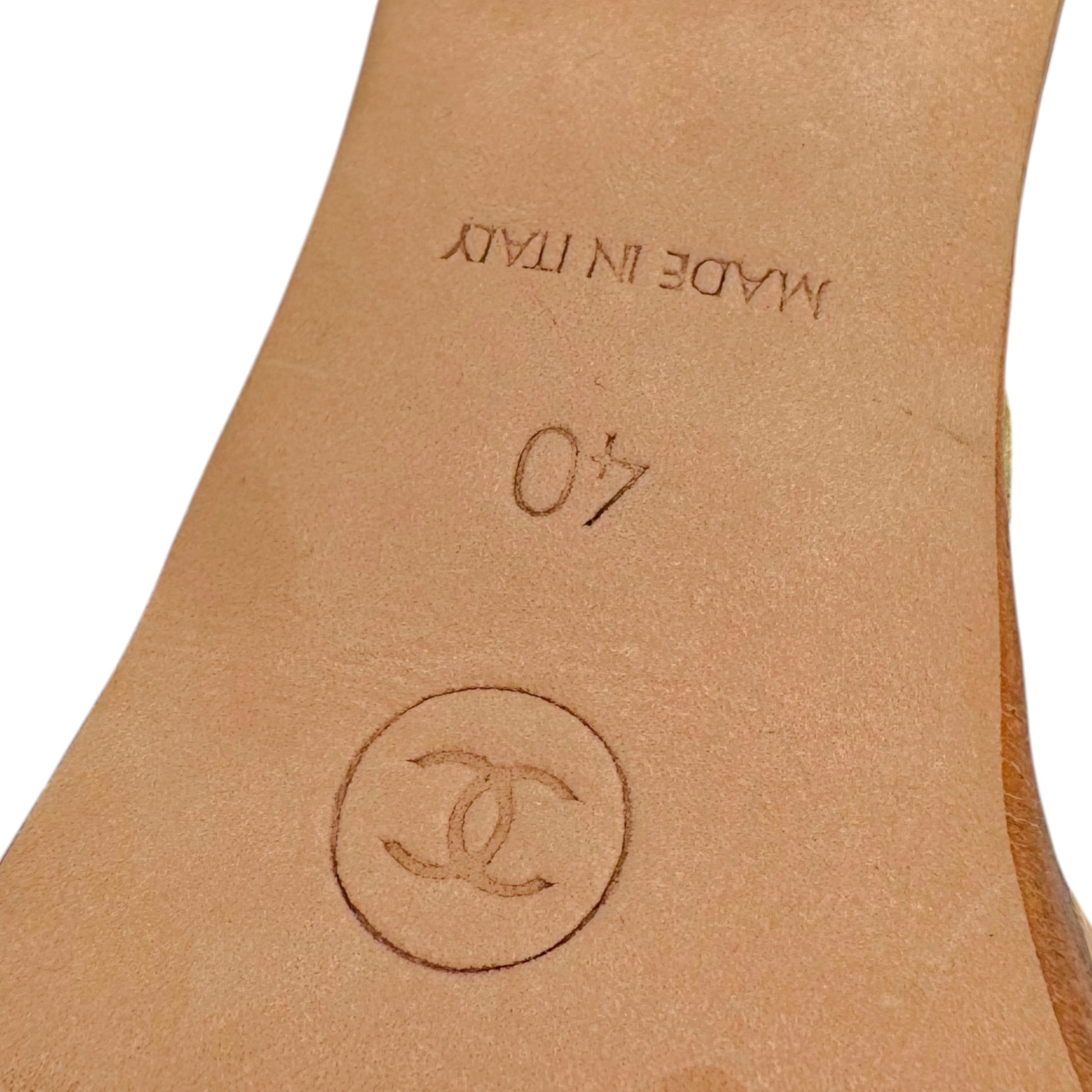 Chanel White Leather Platform Mule Heels with Safety Pin