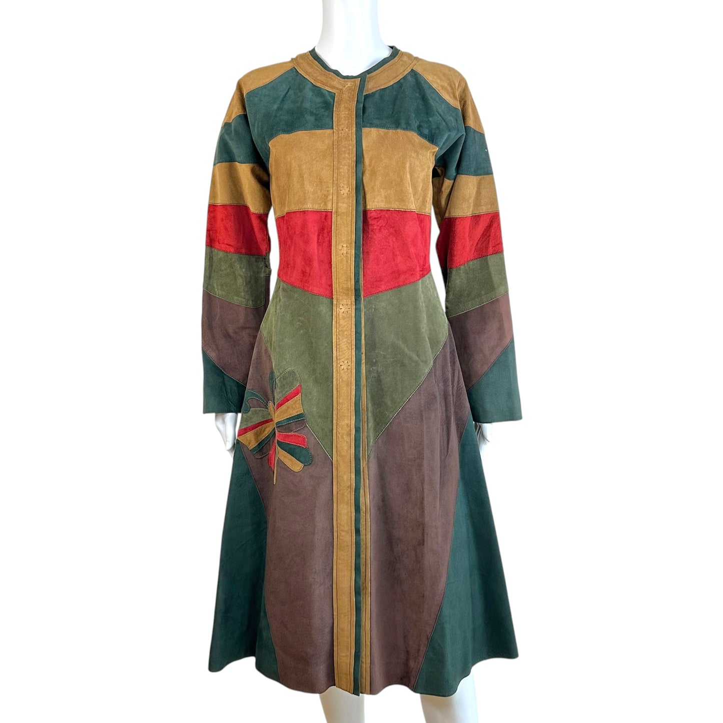 Dolce & Gabbana Multicolor Suede Patchwork Coat