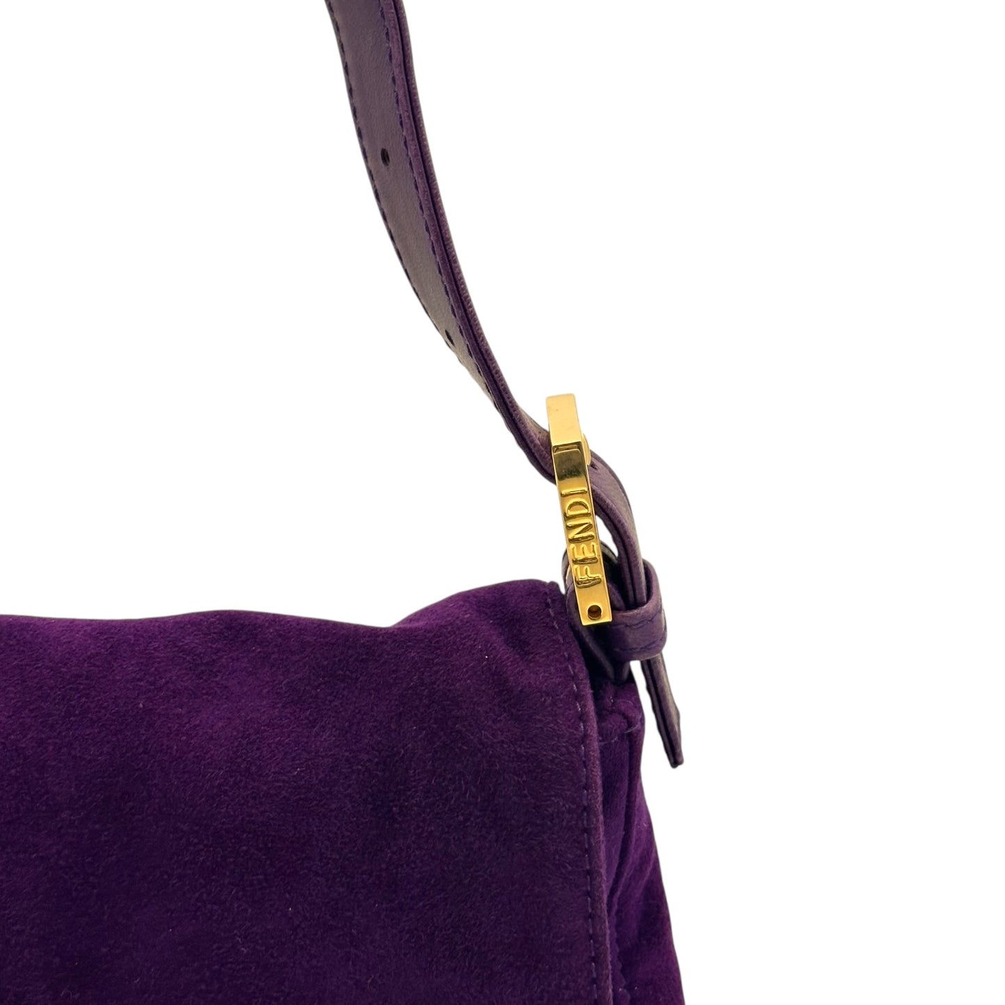 Fendi Purple Suede & Gold Baguette Bag
