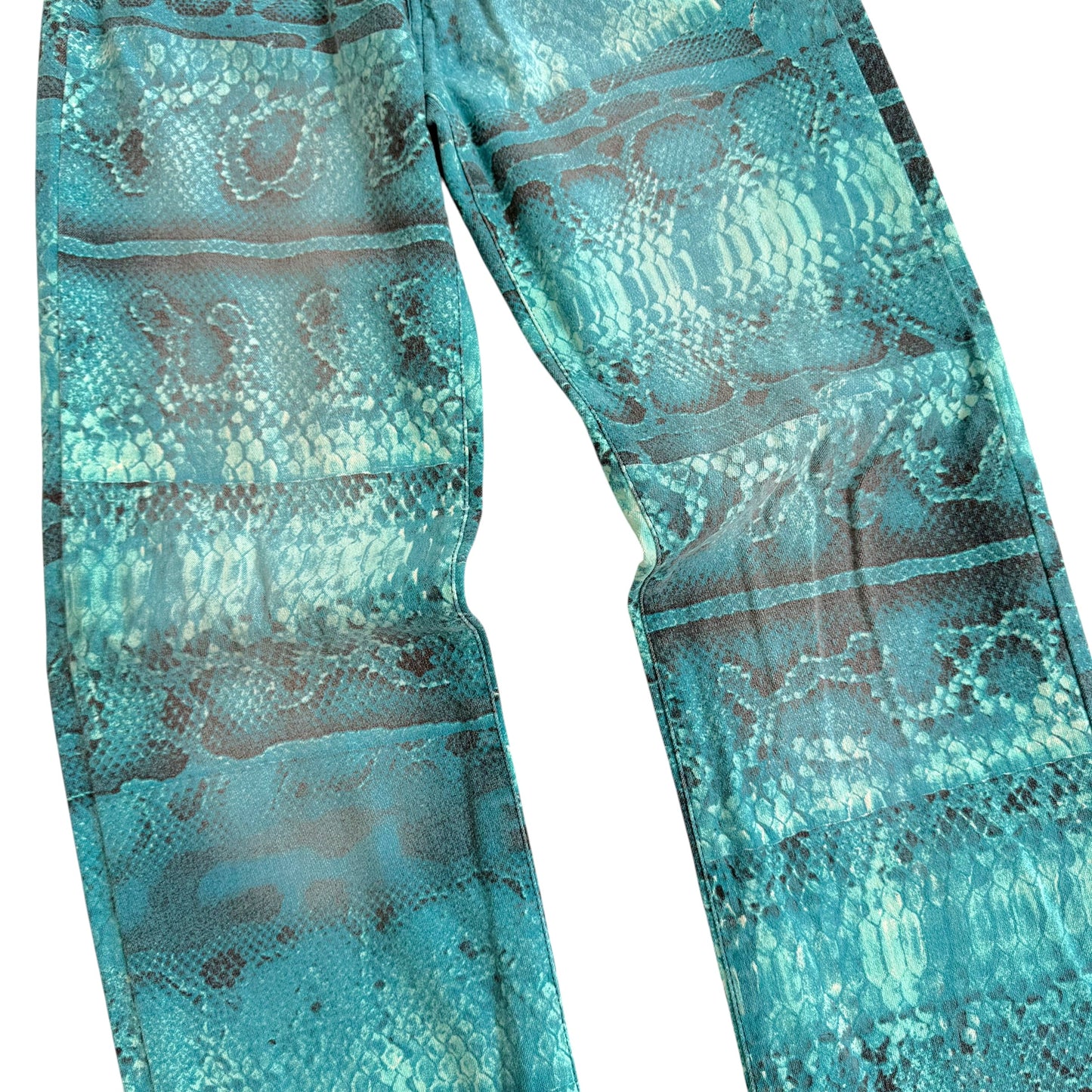 Roberto Cavalli Snakeskin Print Jeans Bright Blue
