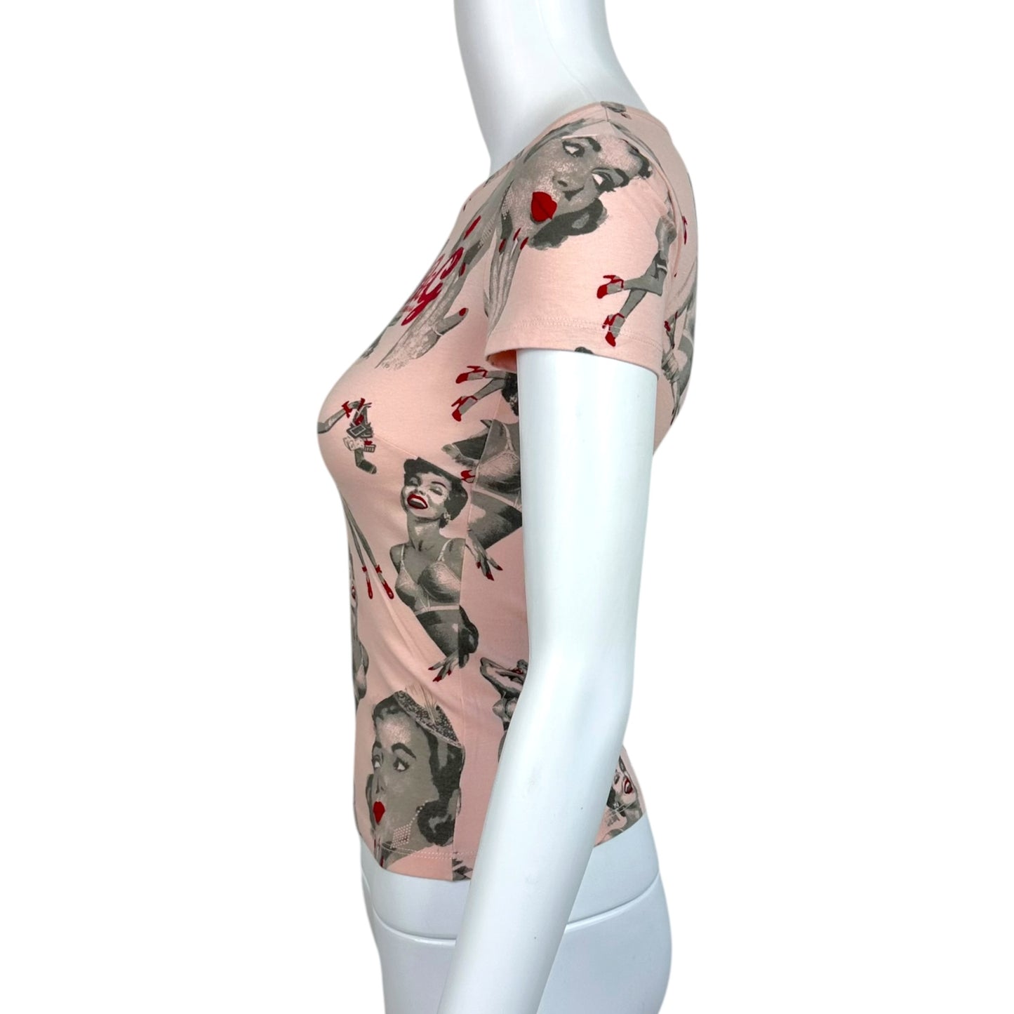 D&G Dolce & Gabbana Pink Pin-Up Print Graphic T-Shirt