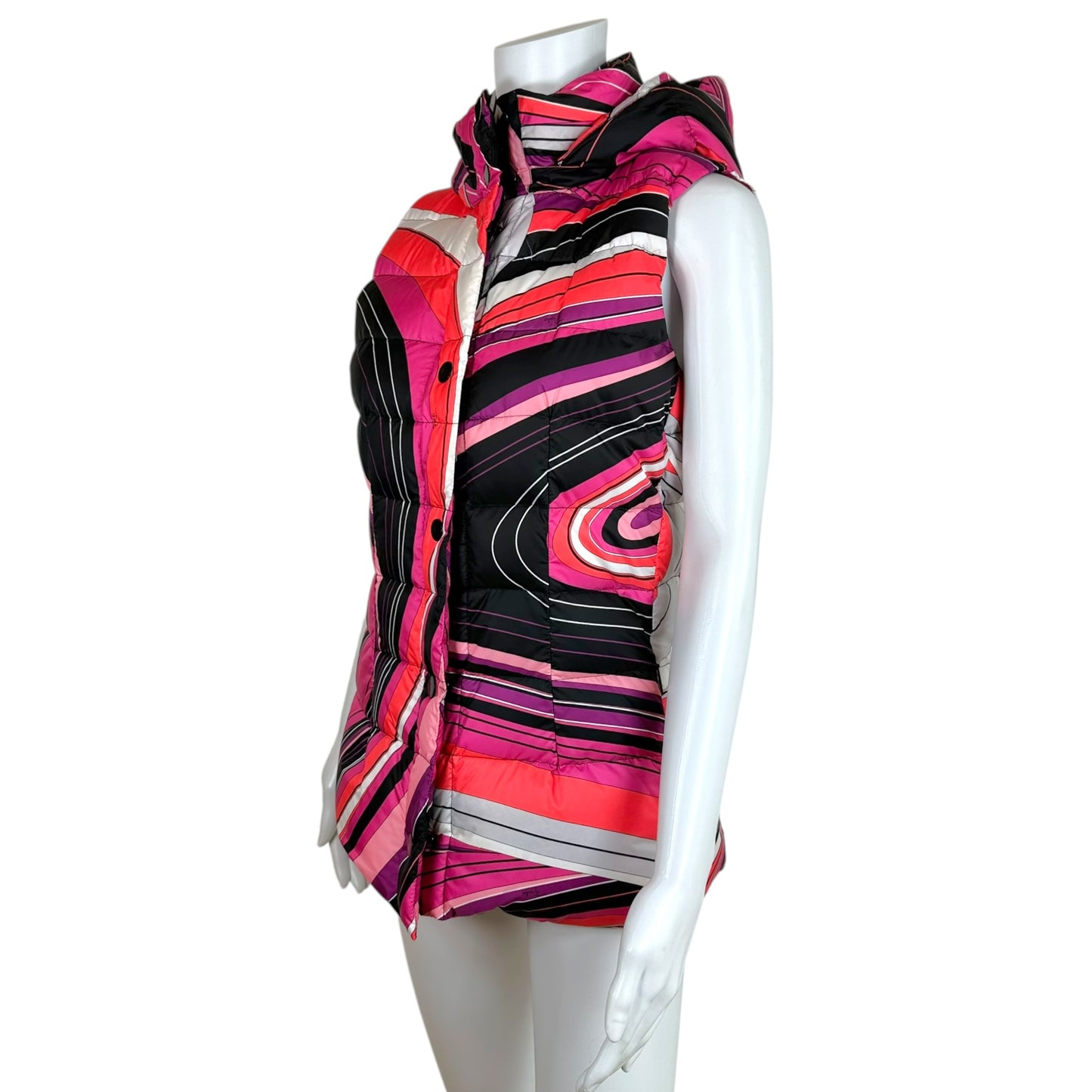 Emilio Pucci Pink Printed Hooded Down-Fill Vest
