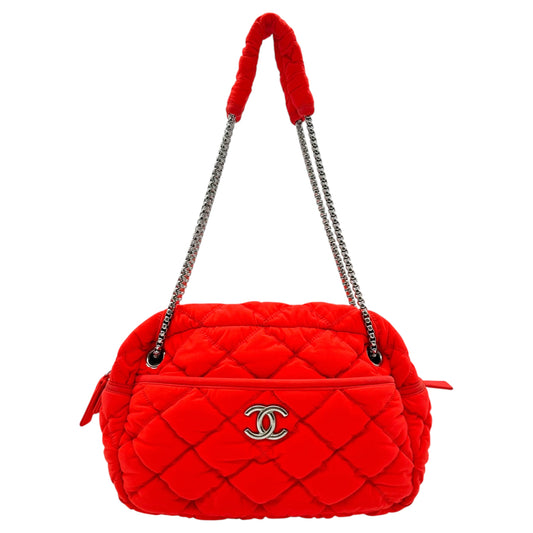 Chanel Bubble Quilt Bowler Bag Neon Red-Orange