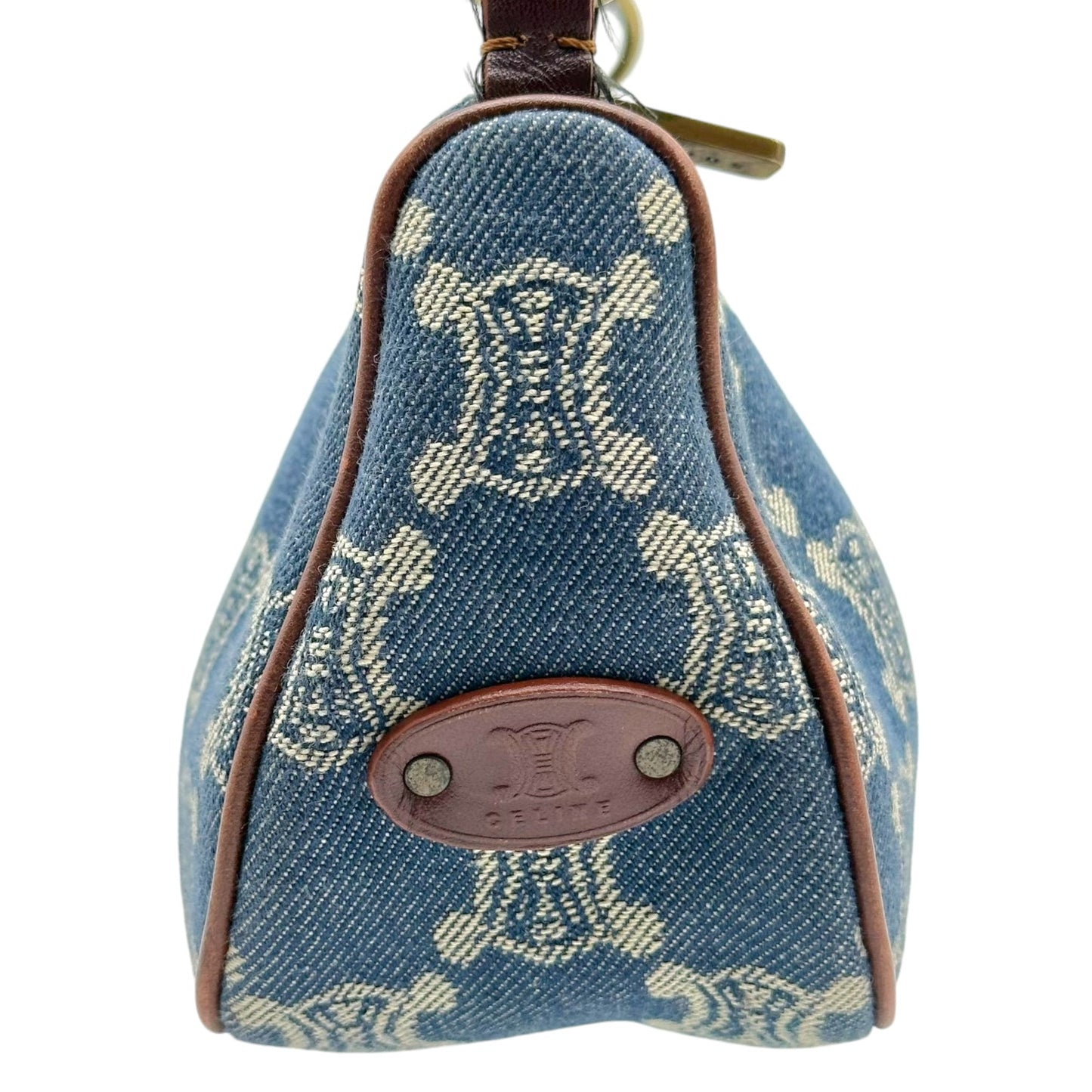 Celine Triomphe Monogram Blue Denim Pochette Bag