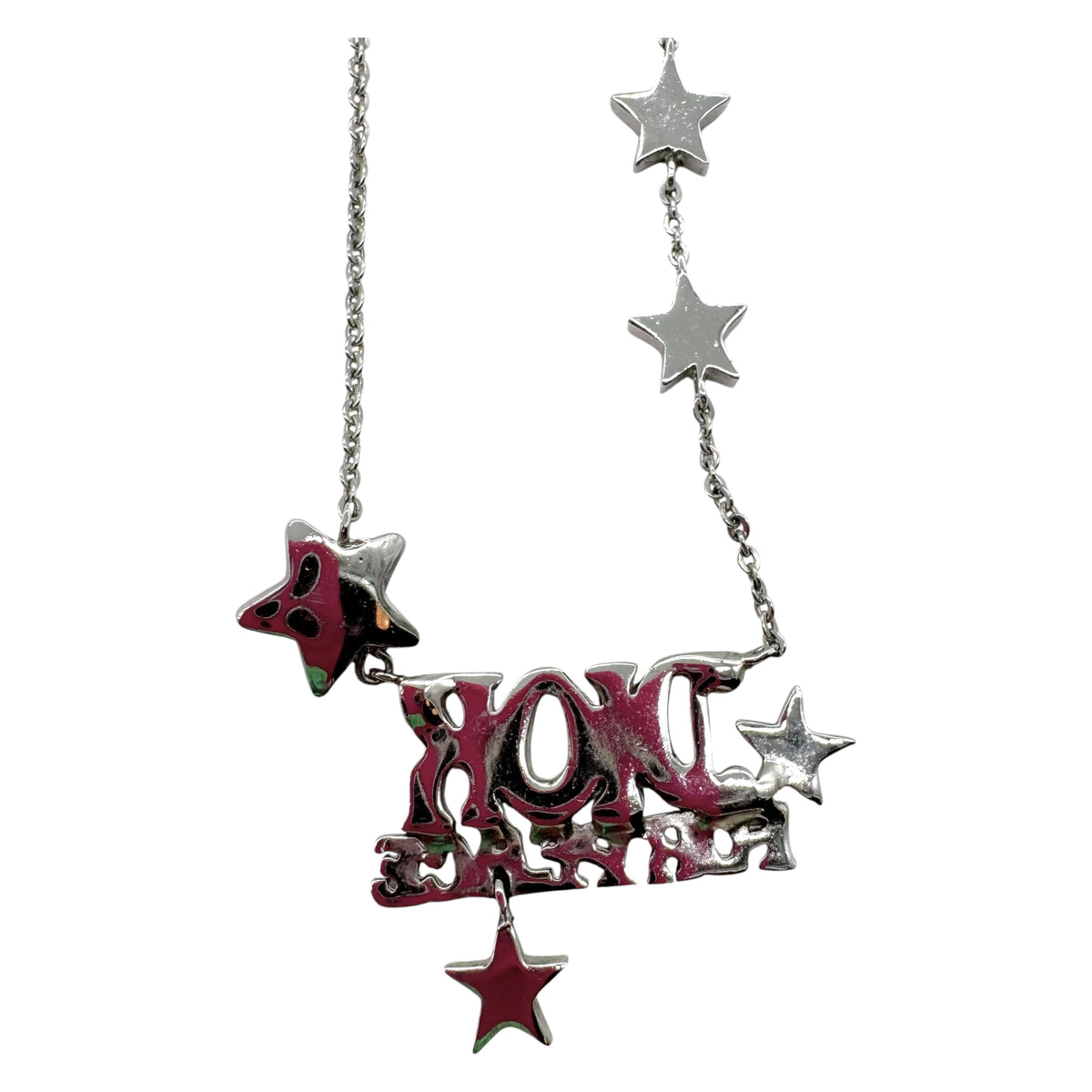 Christian Dior 'Dior for Peace' Silver Crystal Star Embellished Necklace