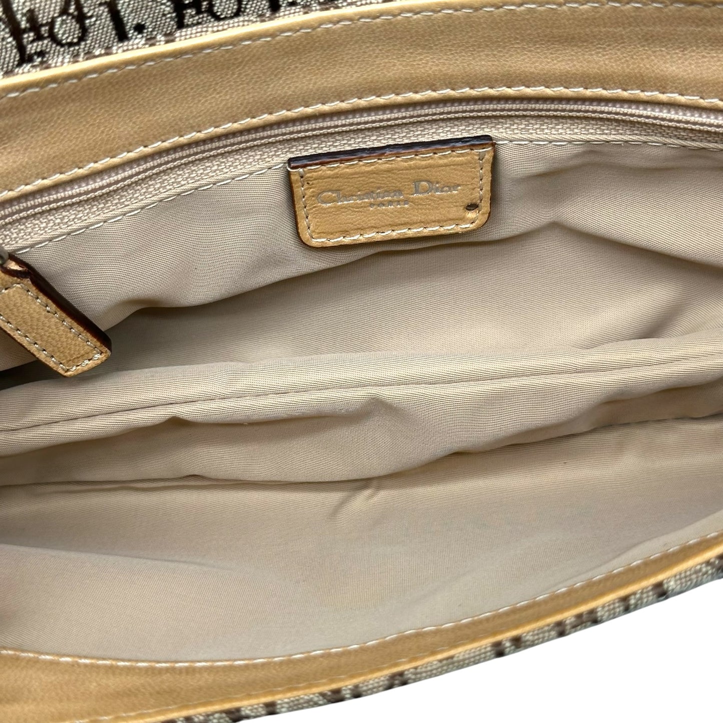 Christian Dior Shoulder Bag Tan Monogram Canvas Leather