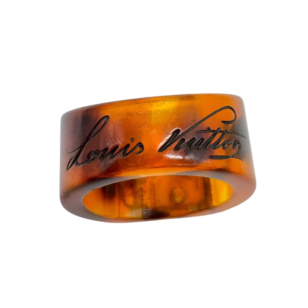 Louis Vuitton Tortoise Gold Metal Buckle Ring Size 5.7