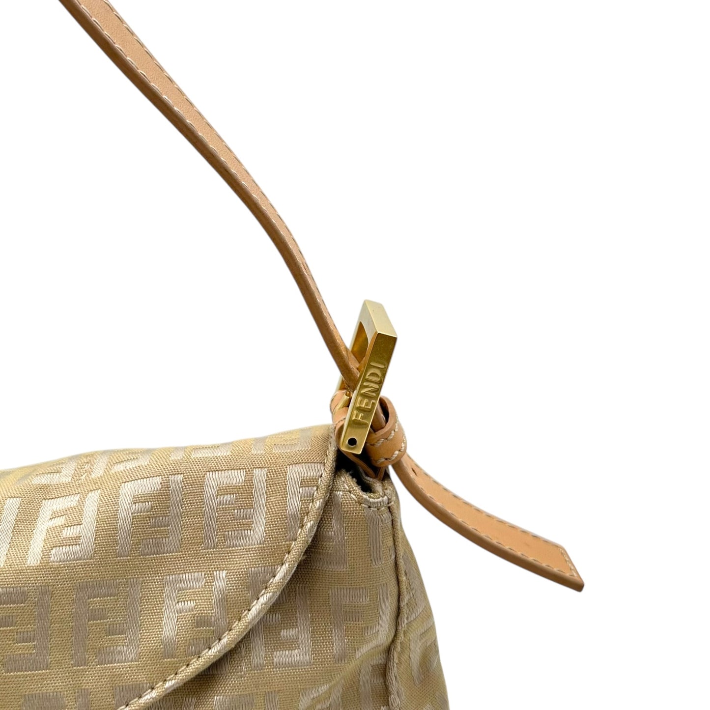 Fendi Gold Zucchino Monogram Fold-Over Baguette Bag