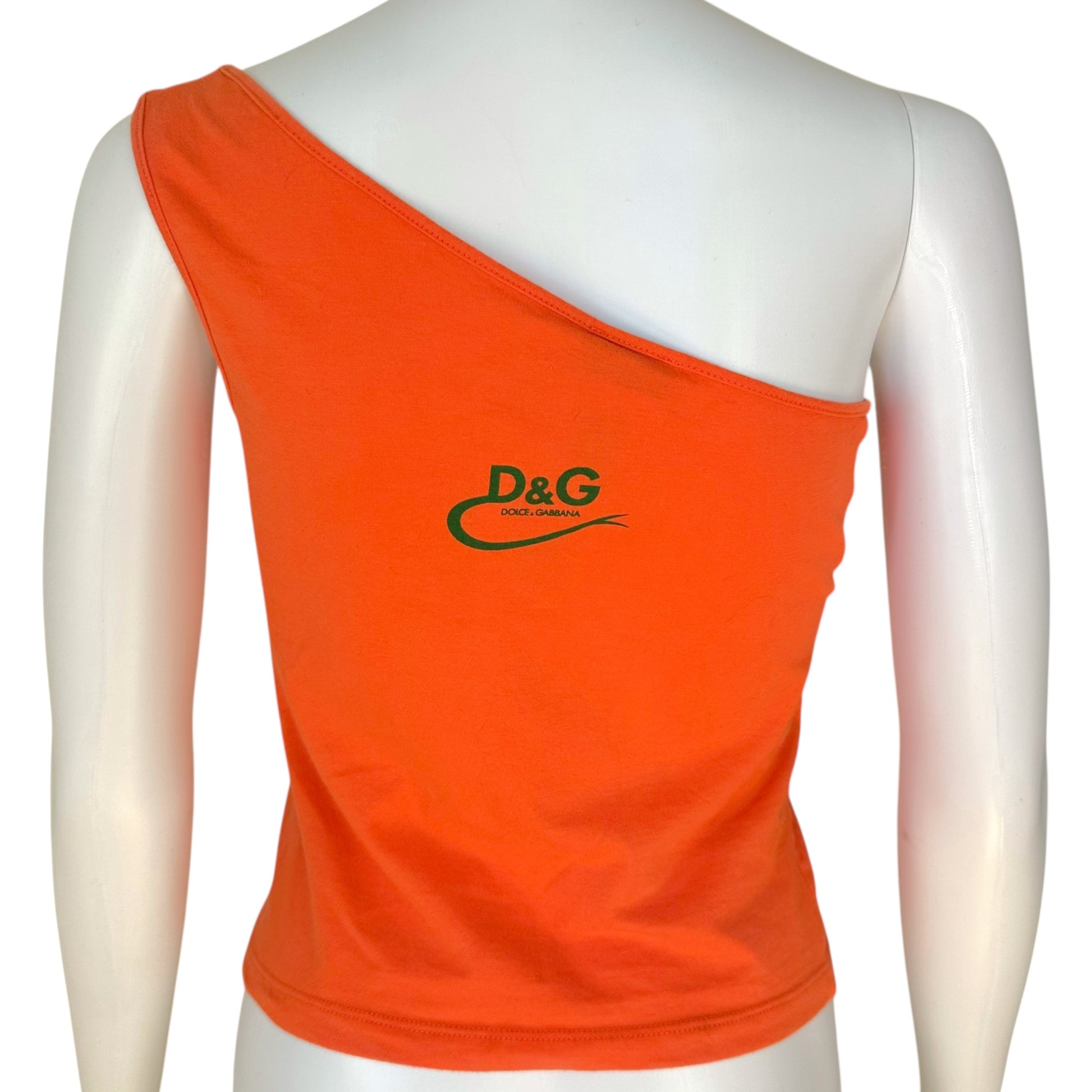 D&G Dolce & Gabbana Orange Lizard One Shoulder Tank Top - Outfit Repeater