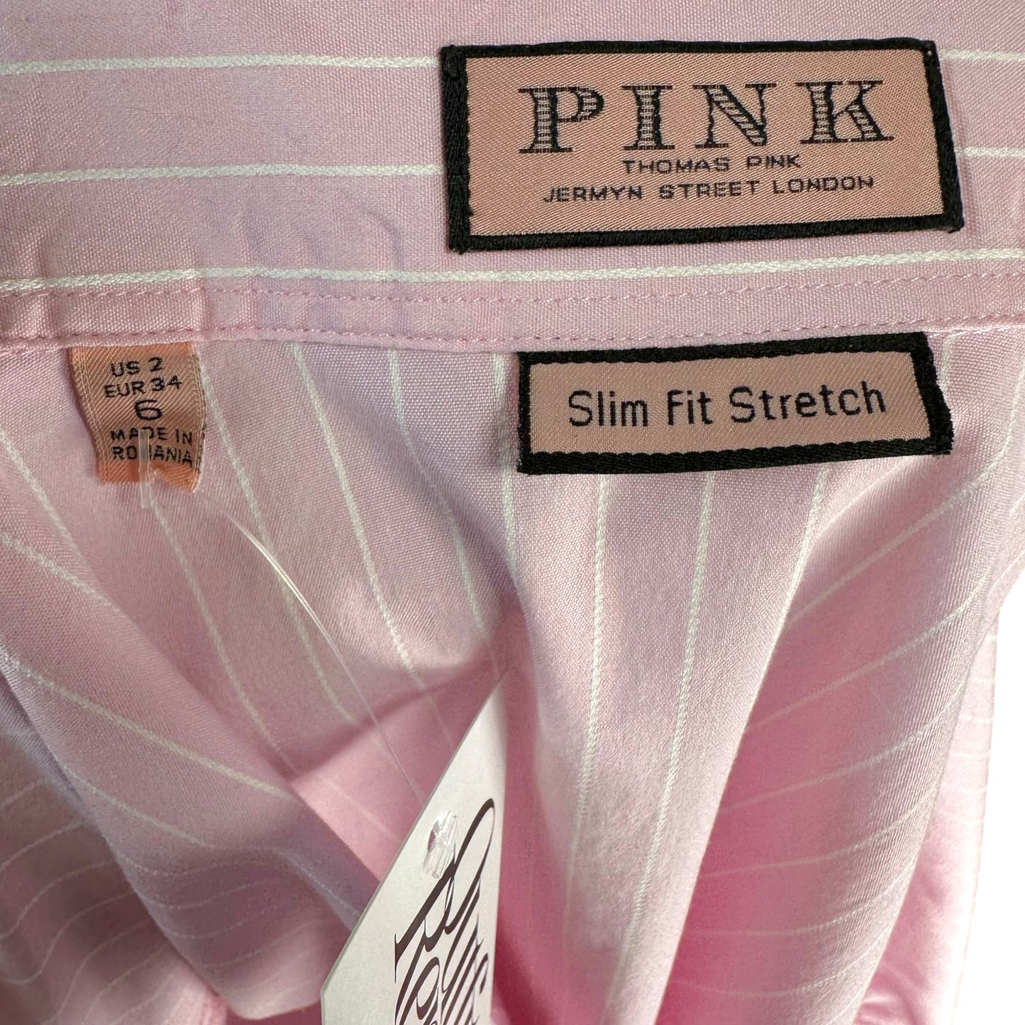 Thomas Pink Fitted Pink White Pinstripe Blouse