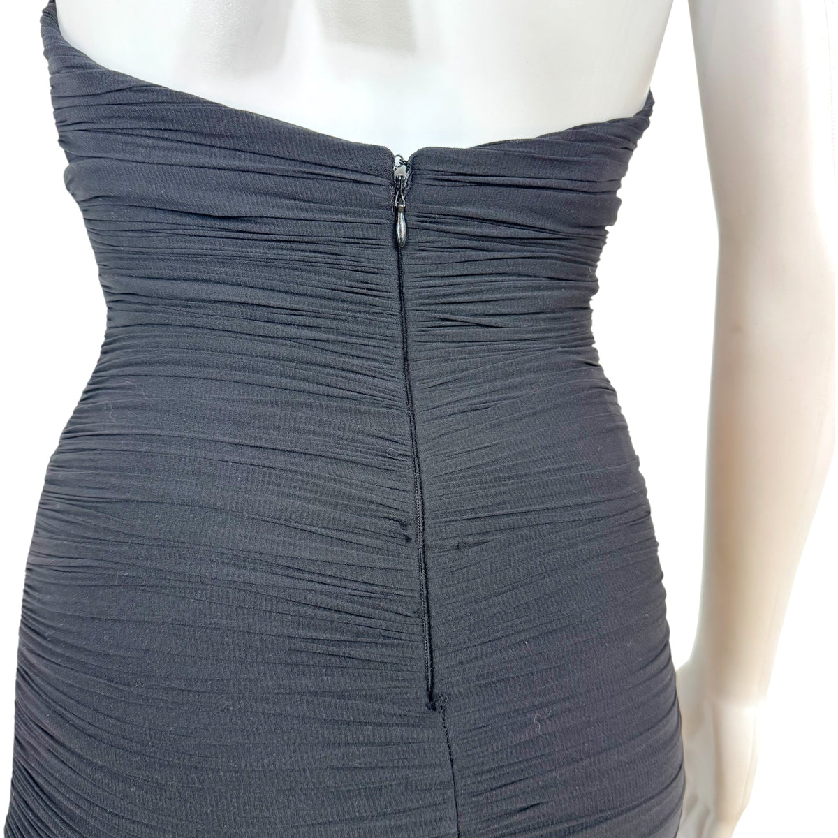 Dsquared2 Black Ruched Halter Mini Dress with Gold Chain