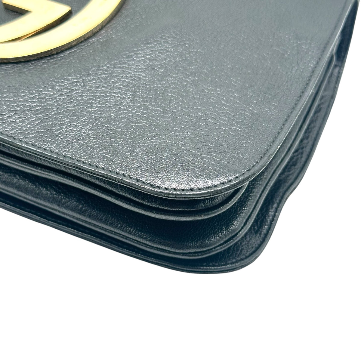 Gucci Shoulder Bag Black Leather Gold GG Logo