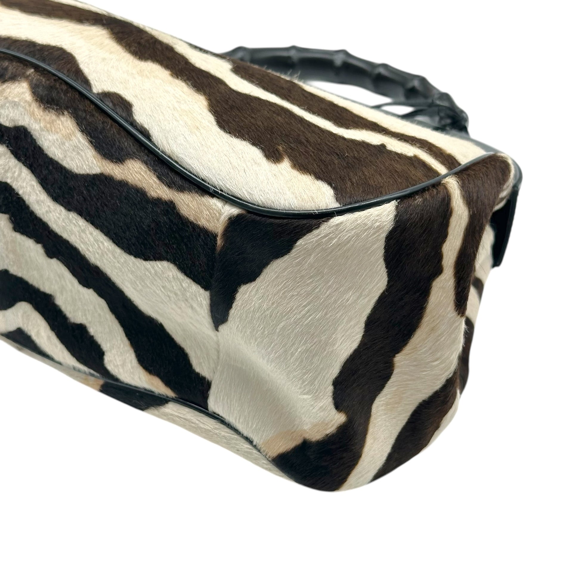 Gucci Lady Lock Zebra Print Ponyhair Bamboo Handbag