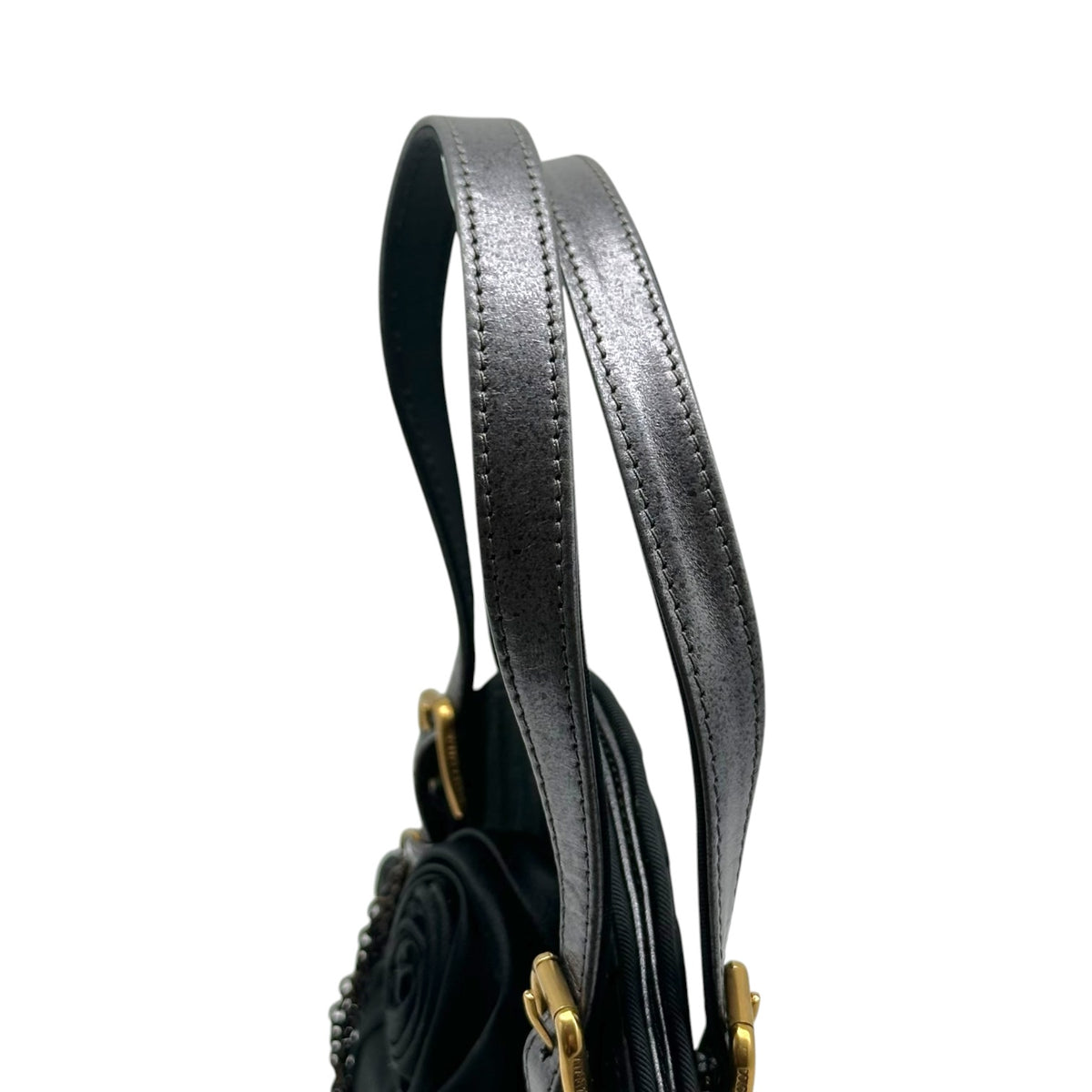 Dolce & Gabbana Black Silk Mini Handbag With Rosette Detail