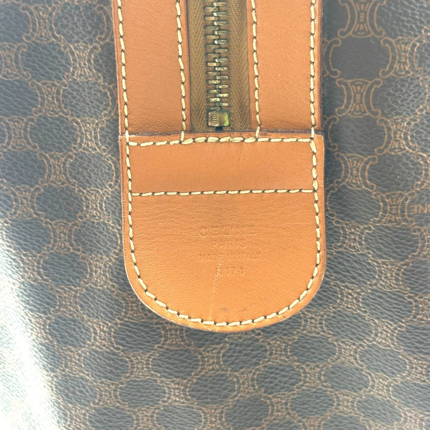 Celine Brown Triomphe Monogram Medium Duffle Bag