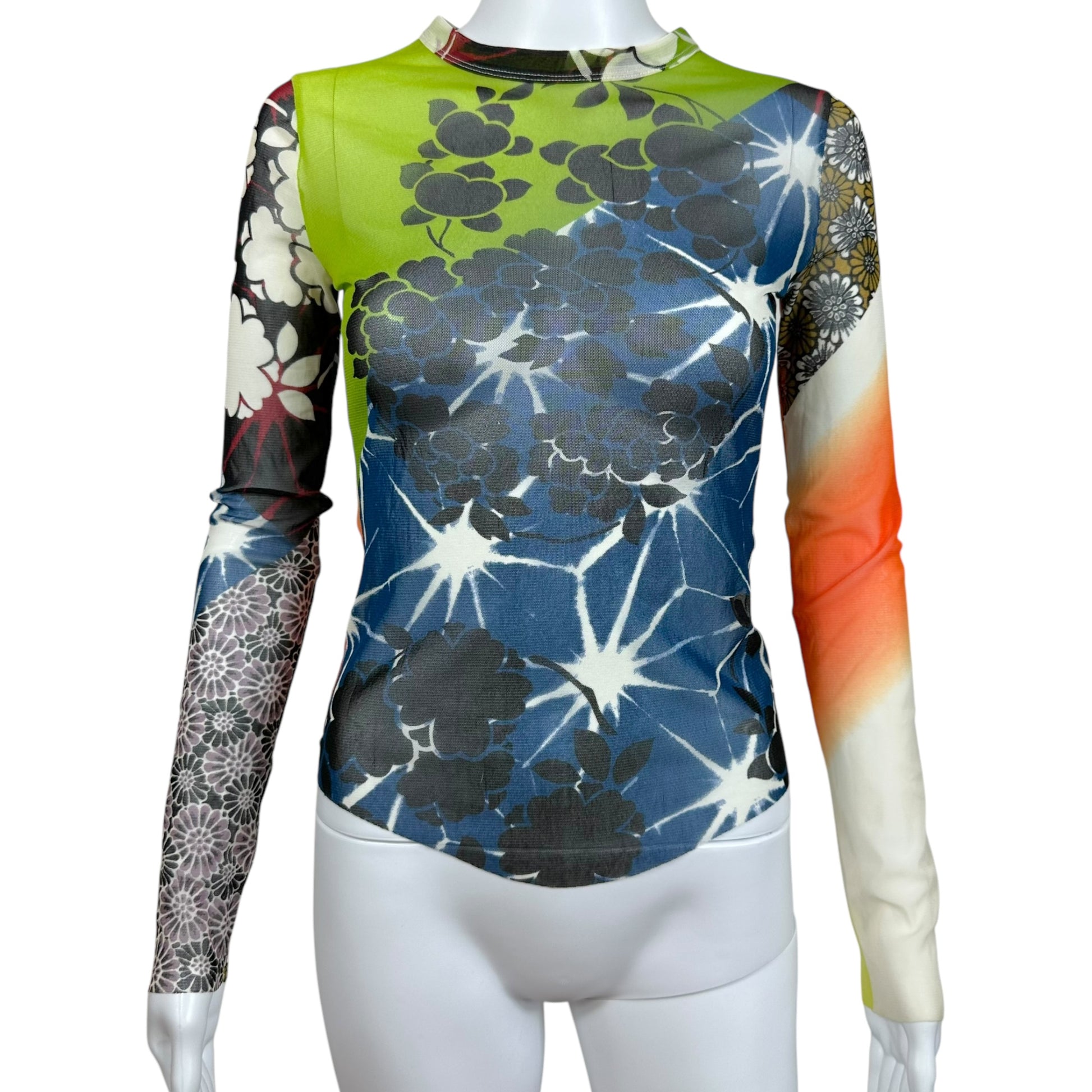 Jean Paul Gaultier Multicolor Floral Mesh Longsleeve Top - Outfit Repeater