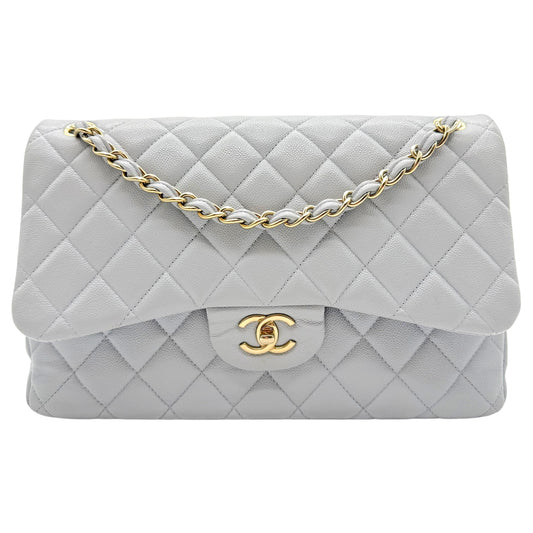Chanel Gray Caviar Medium Double Flap Bag