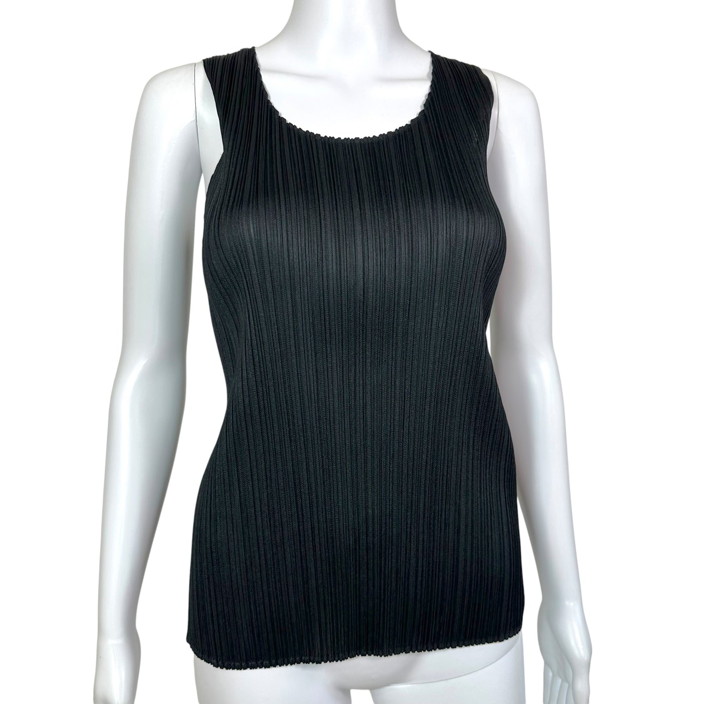 Issey Miyake Pleats Please Black Pleated Tank Top
