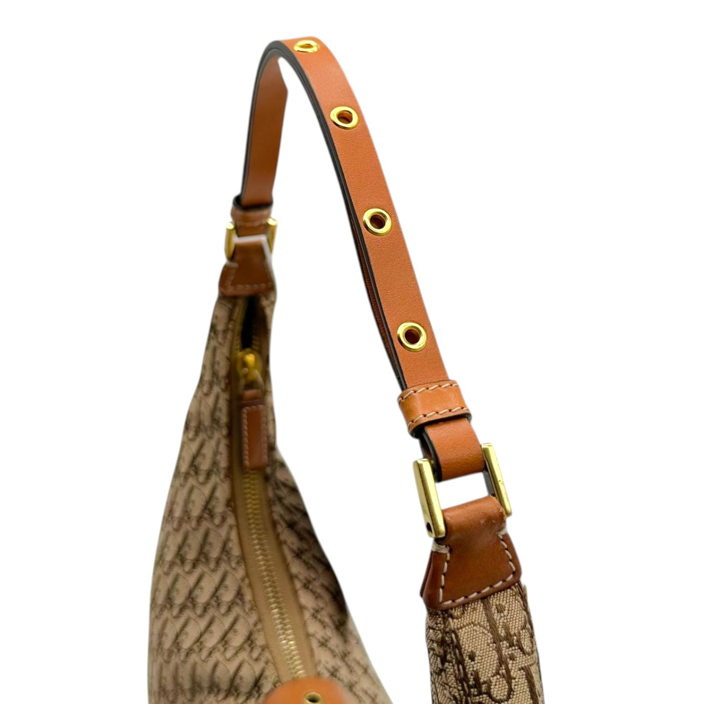 Christian Dior Tan Trotter Monogram Crescent Hobo Bag