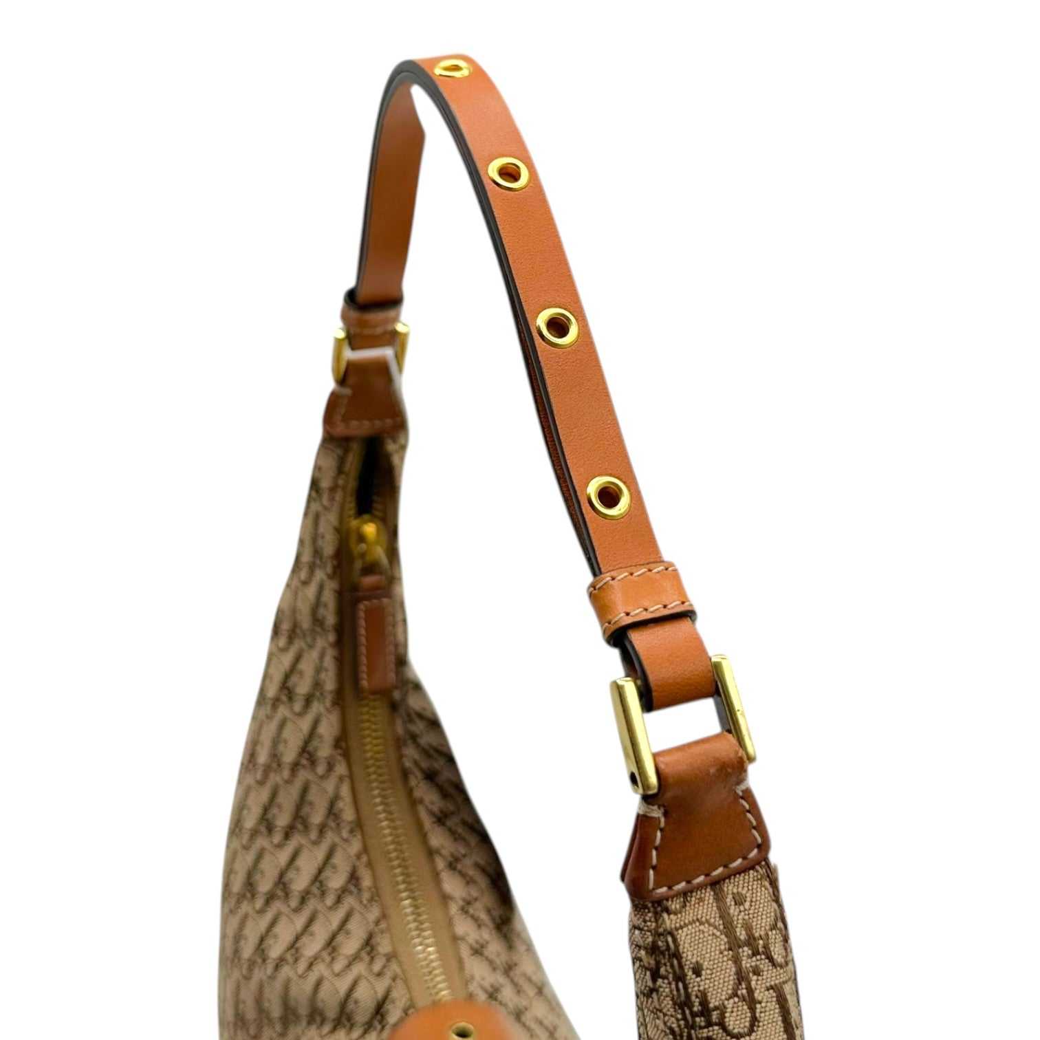 Christian Dior Tan Trotter Monogram Crescent Hobo Bag