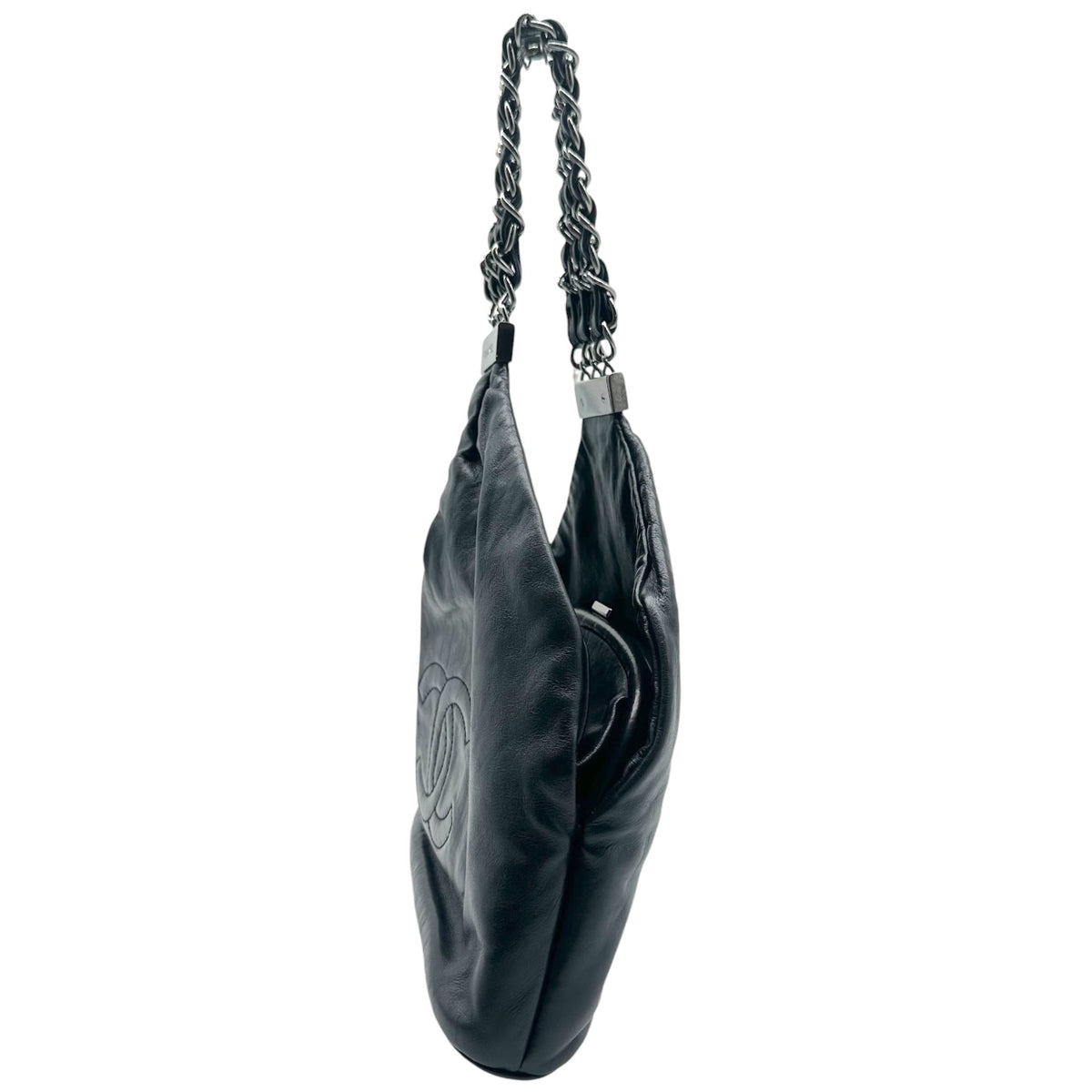 Chanel Black Silver Rock Chain Handbag 2000s Vintage