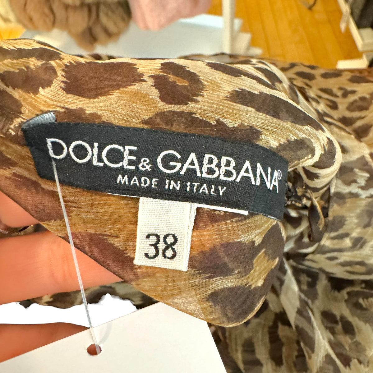Dolce & Gabbana Sheer Leopard Bow Halterneck Sleeveless Blouse