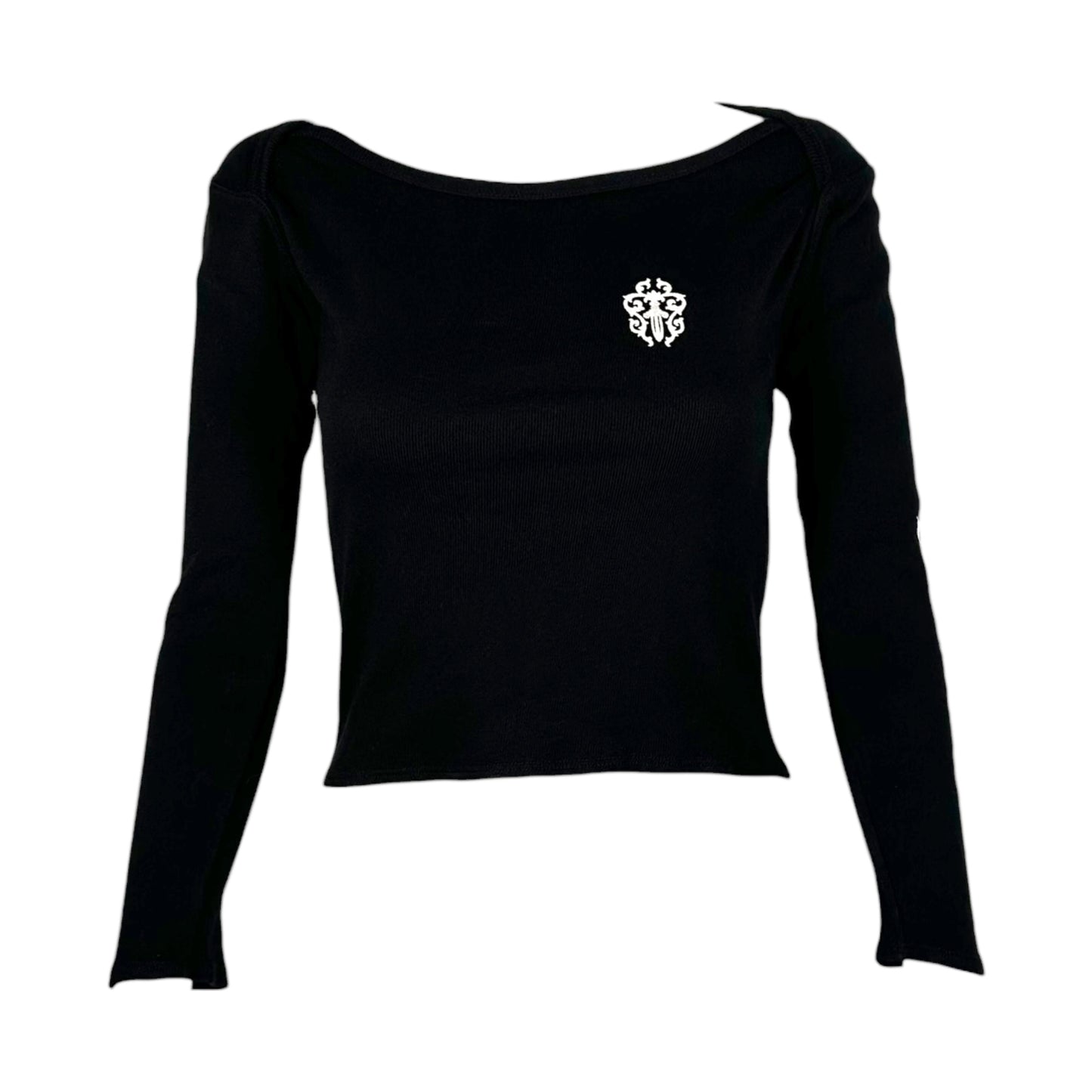 Chrome Hearts Vintage Off Shoulder 3/4 Sleeve Graphic T-Shirt