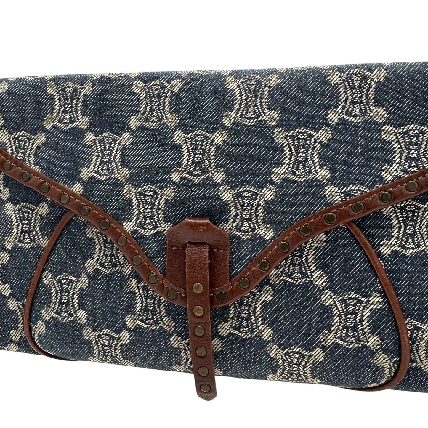 Celine Blue Denim Triomphe Monogram Poulbot Bag - Outfit Repeater