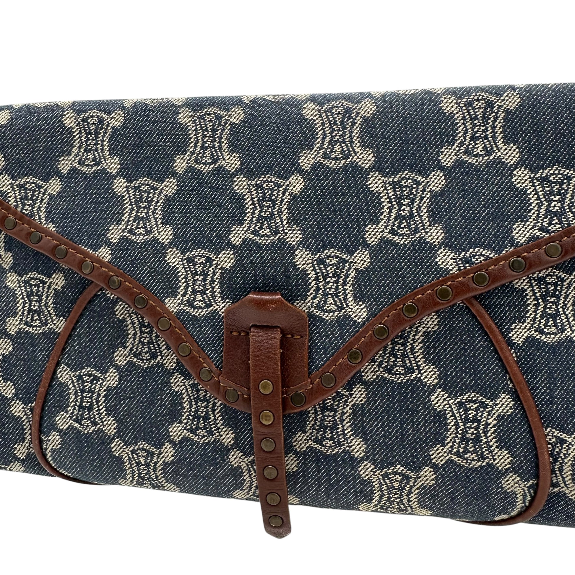 Celine Blue Denim Triomphe Monogram Poulbot Bag - Outfit Repeater