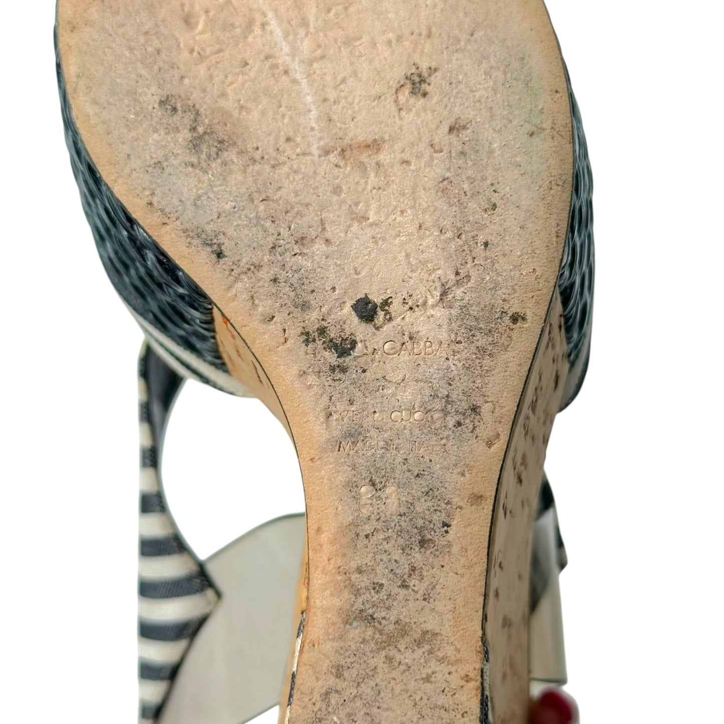 Dolce & Gabbana Navy Blue Striped & Cork Platform Wedges