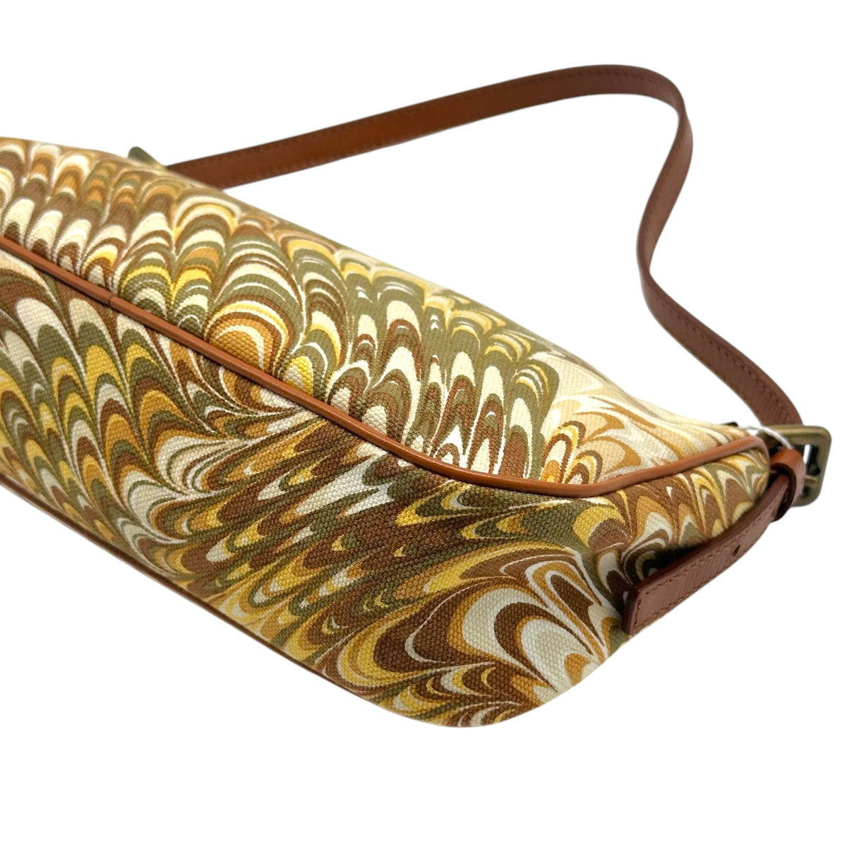 Celine Pochette Bag Brown Khaki Green Swirl Print