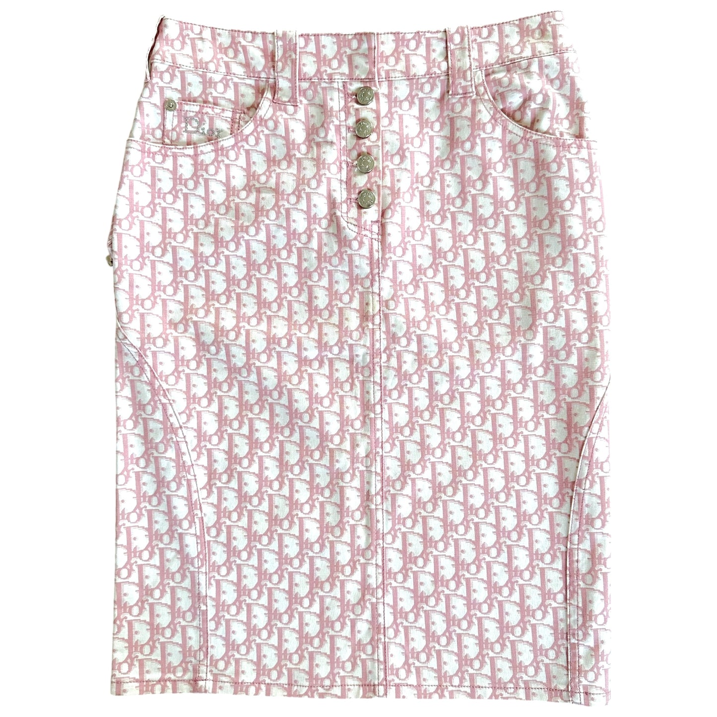 Christian Dior S/S 2004 Pink Trotter Monogram Midi Skirt - Outfit Repeater