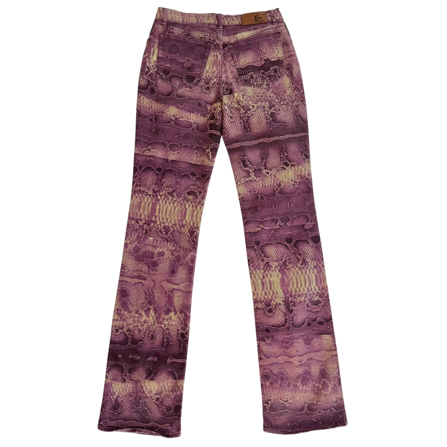 Roberto Cavalli Purple Snakeskin Print Jeans