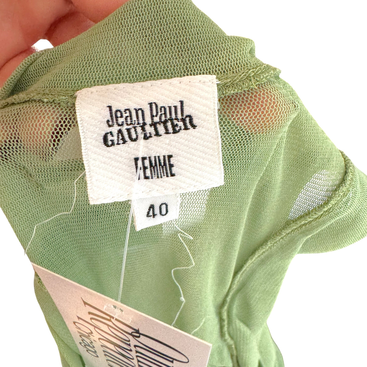 Jean Paul Gaultier Light Green Mesh Wrap Cropped Tank