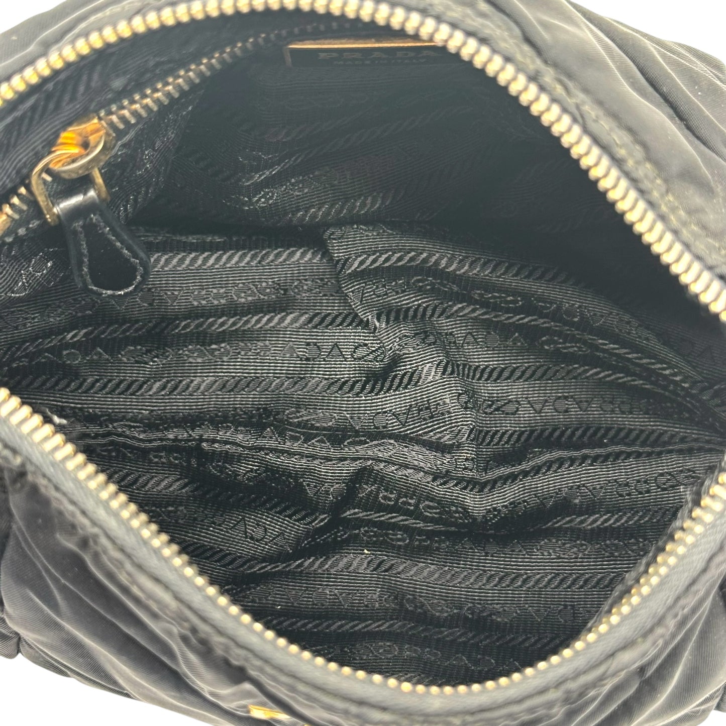 Prada Black & Gold Nylon Quilted Mini Bag - Outfit Repeater