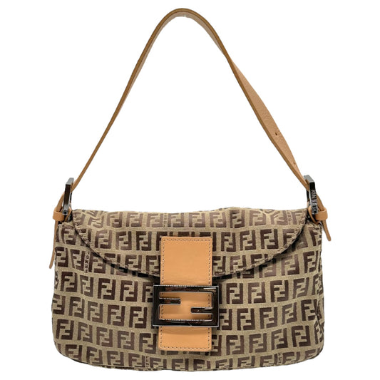 Fendi Tan Zucchio Fold-Over Baguette Bag