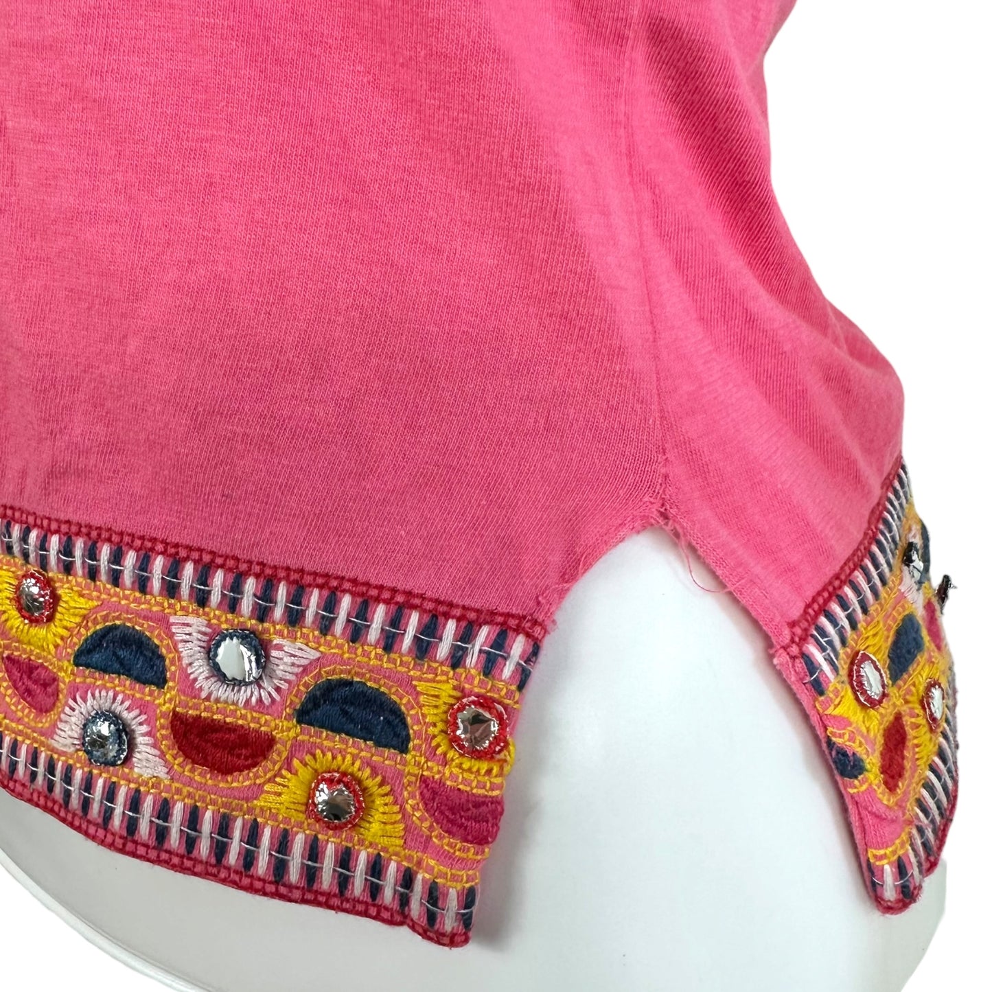Christian Dior S/S 2004 J'Adore Dior Pink & Yellow Embroidered & Embellished Baby Tee
