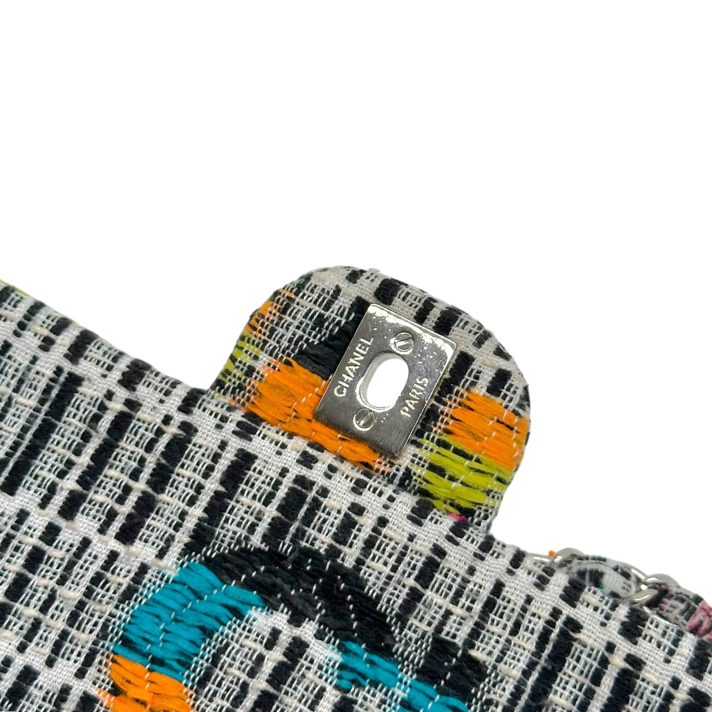 Chanel Multicolor Tweed Logo Medium Flap Bag 2015-16