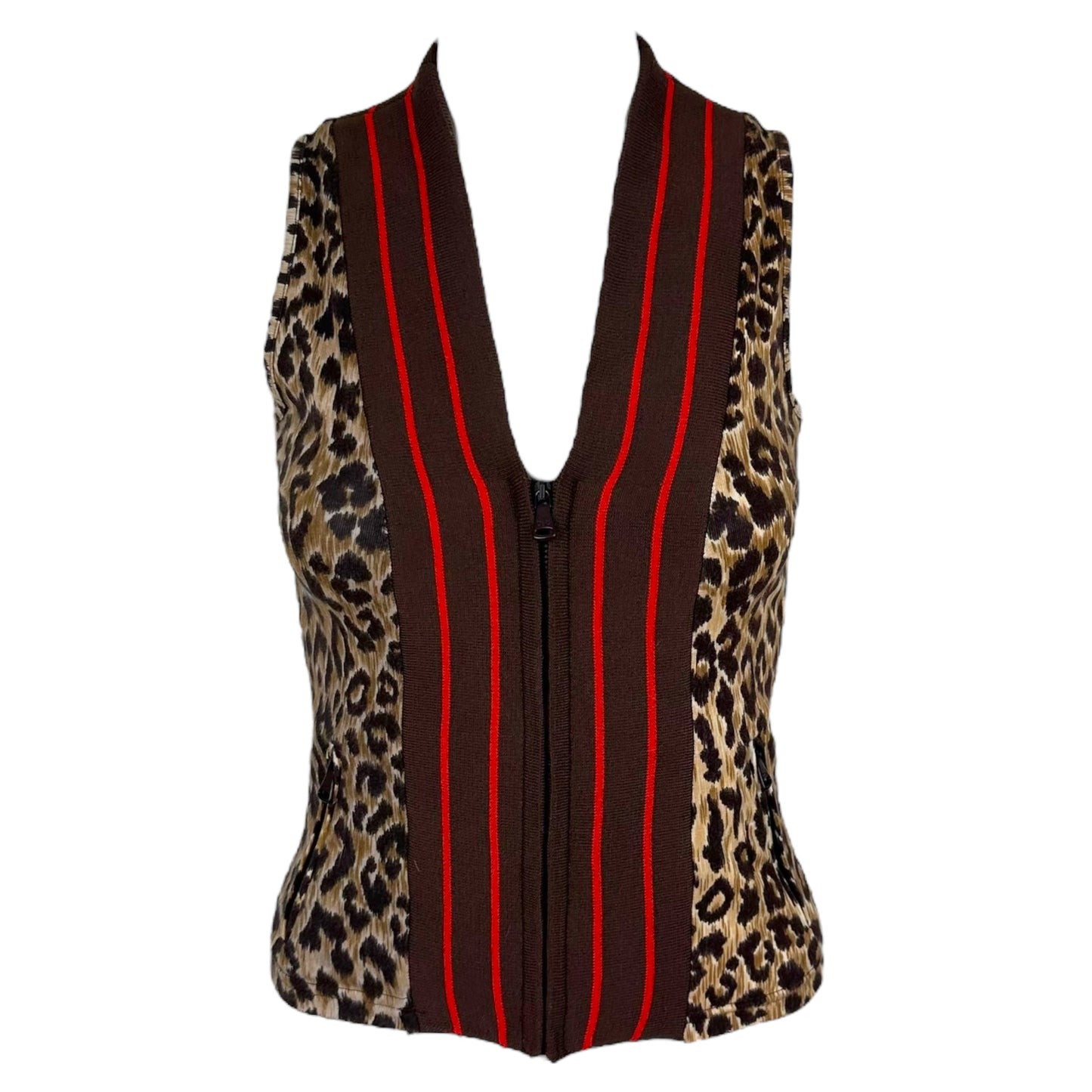 D&G Dolce & Gabbana 'Aerobic Groove' Leopard Zip Up Tank