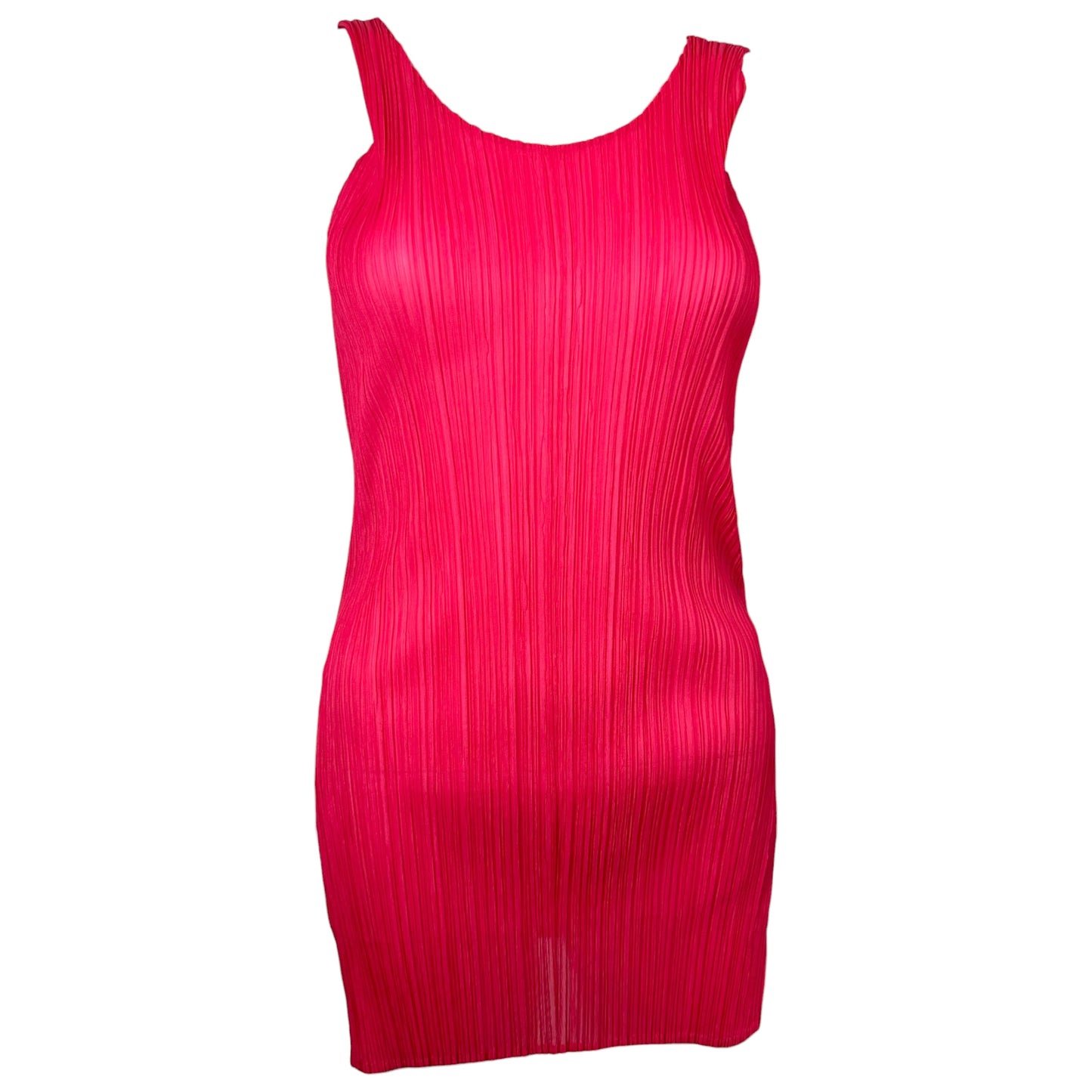 Issey Miyake Pleated Hot Pink Pleated Side Slit Tunic Top