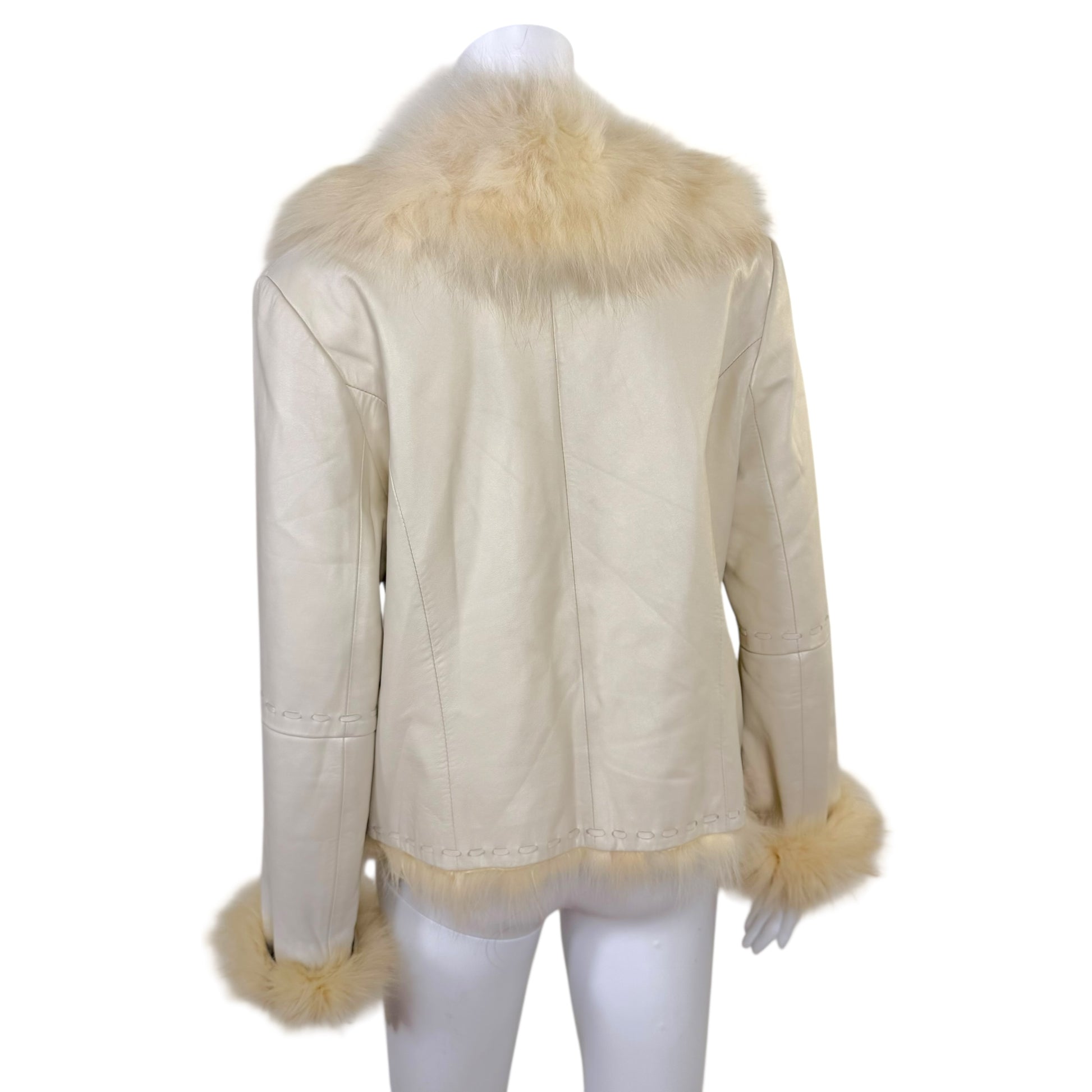 Balmain Ivory Leather & Fur Tie Front Jacket *AS IS* - Outfit Repeater