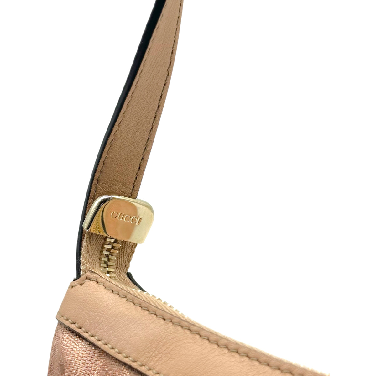 Gucci Pink Metallic Monogram Heart Zip Pochette Bag
