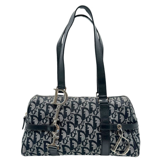 Christian Dior Black Trotter Monogram Logo Hardware Shoulder Bag