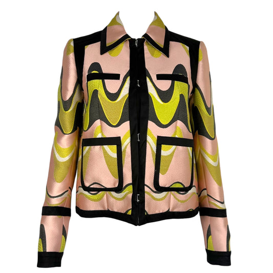 Emilio Pucci Pink & Green Printed Silk Jacket NEW