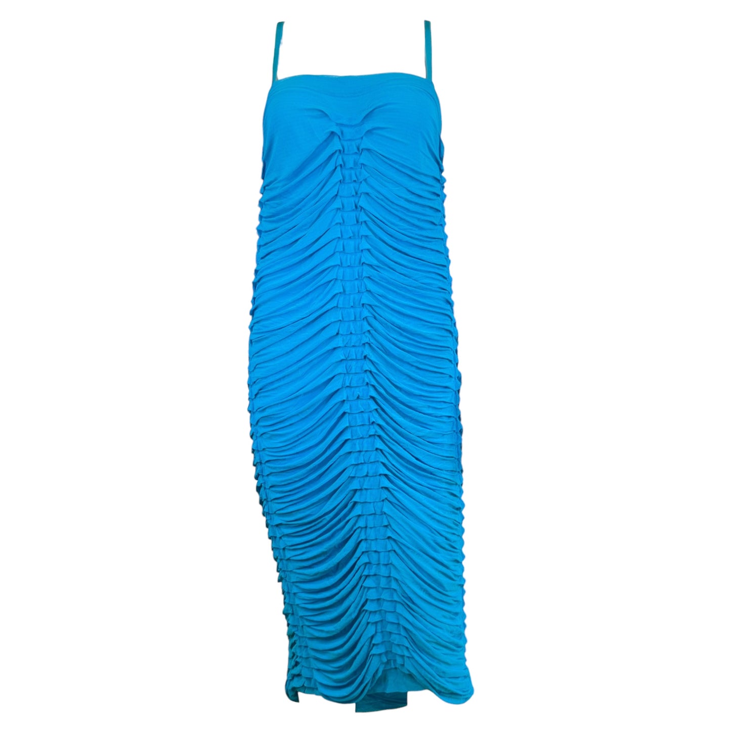Roberto Cavalli Midi Dress Bright Turquoise Blue Pleated