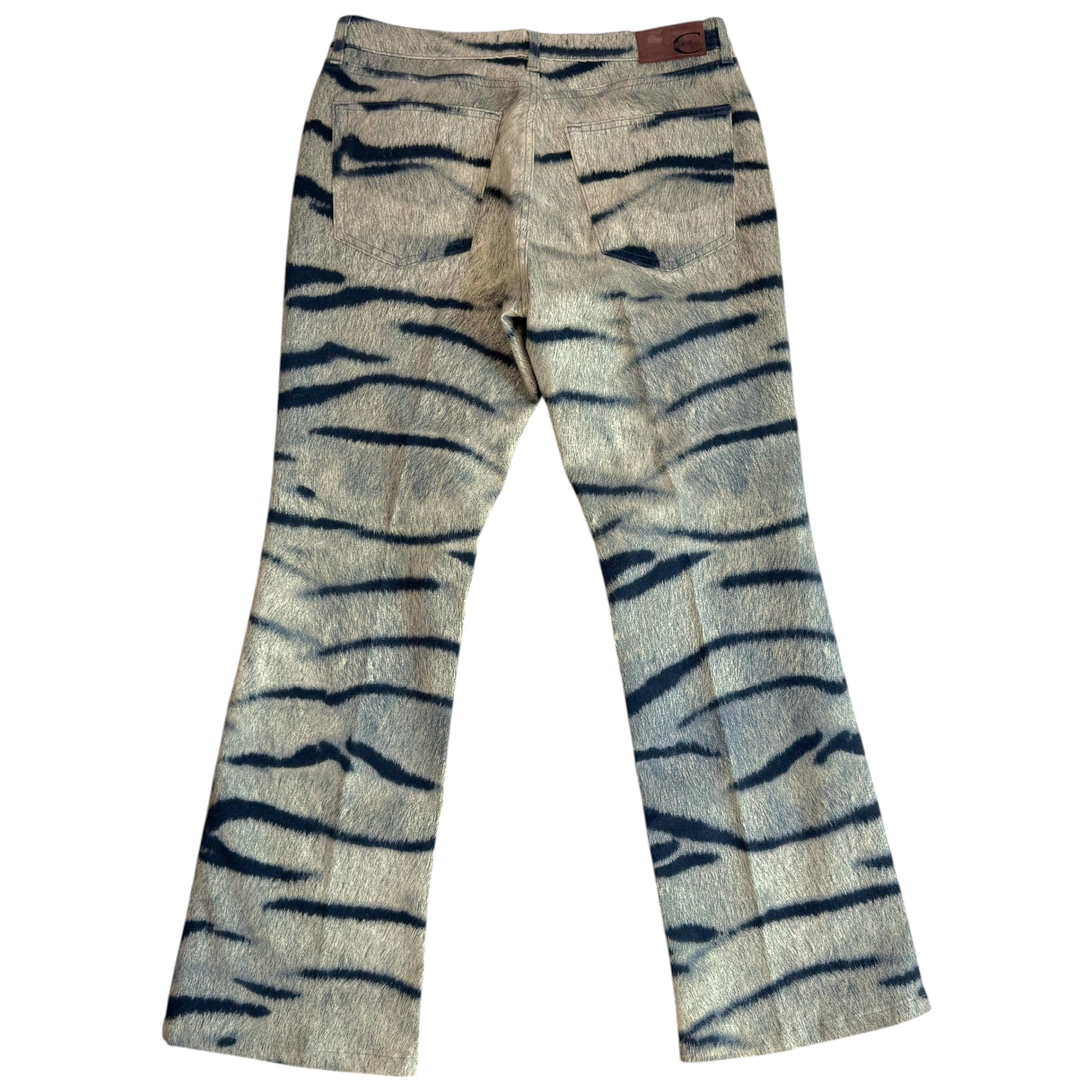 Roberto Cavalli Beige Tiger Print Jeans