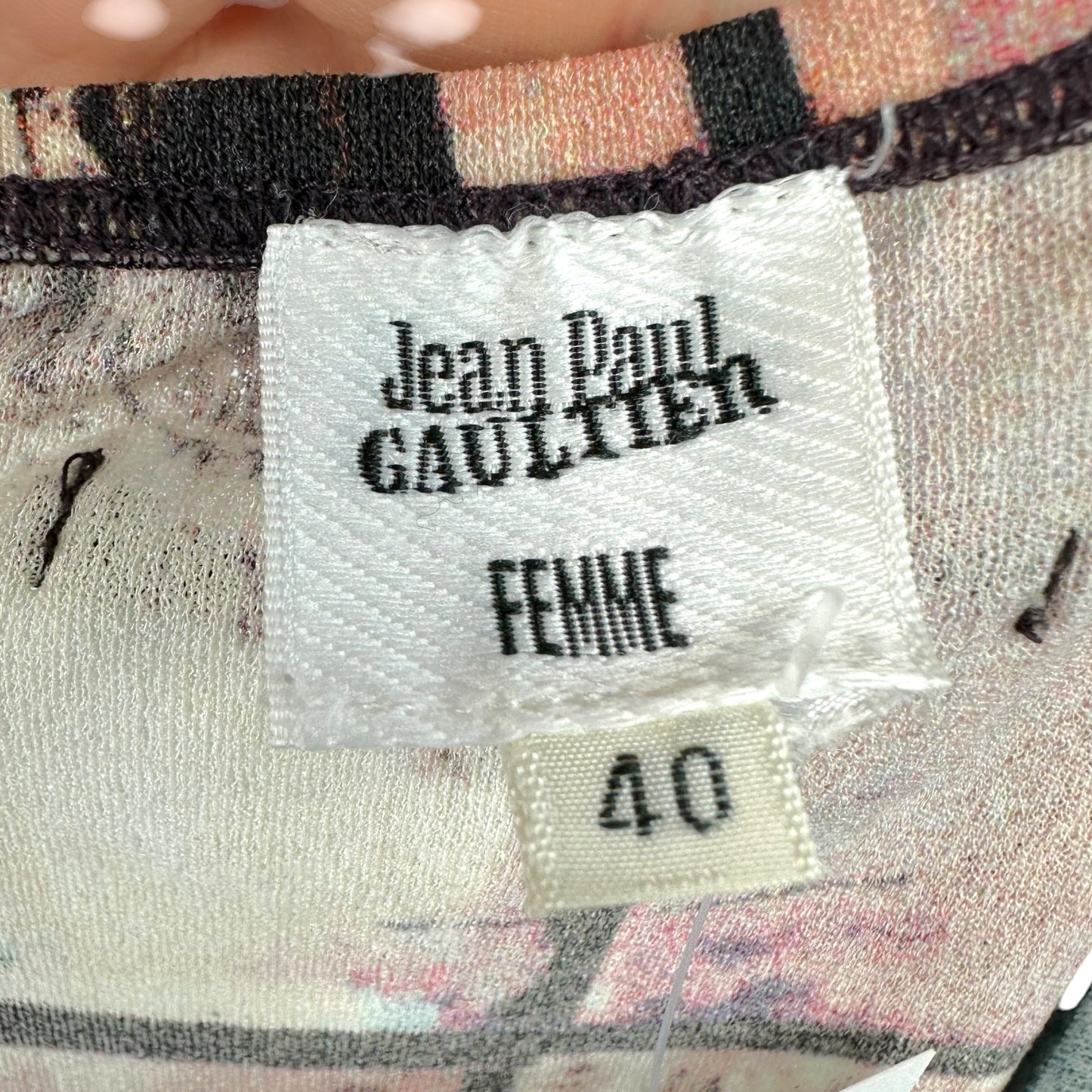 Jean Paul Gaultier Teal Blue & Pink Logo Print Maxi Skirt