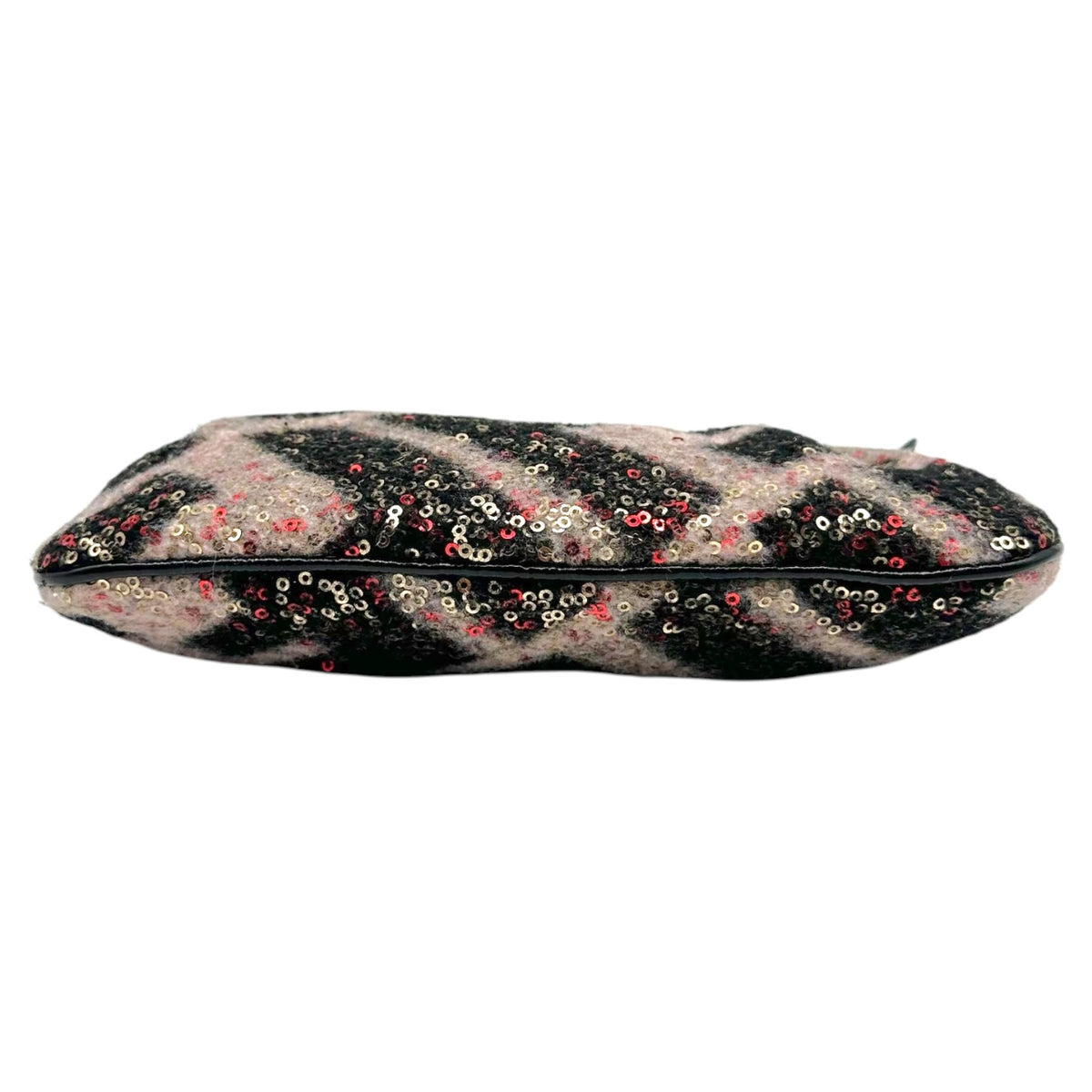 Fendi Pochette Bag Pink Black Sequin Wool