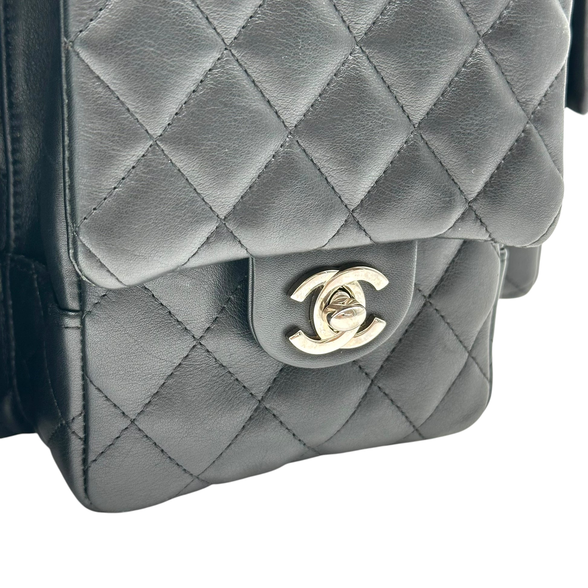 Chanel Black White Quilted Multi-Pocket Reporter Bag