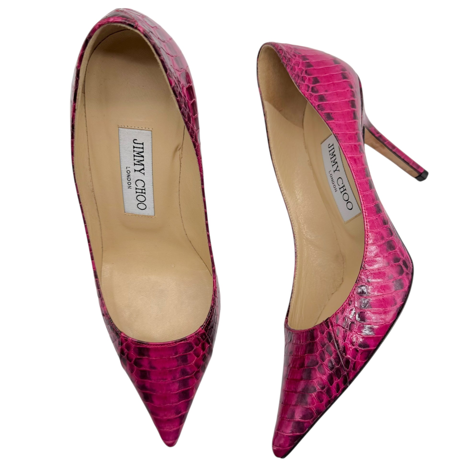 Jimmy Choo Pink Black Python Pointed Toe Heels